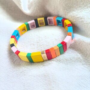 Roxanne Assoulin✨ Rainbow Brite Gold Enamel Stretch Bracelet Colorful